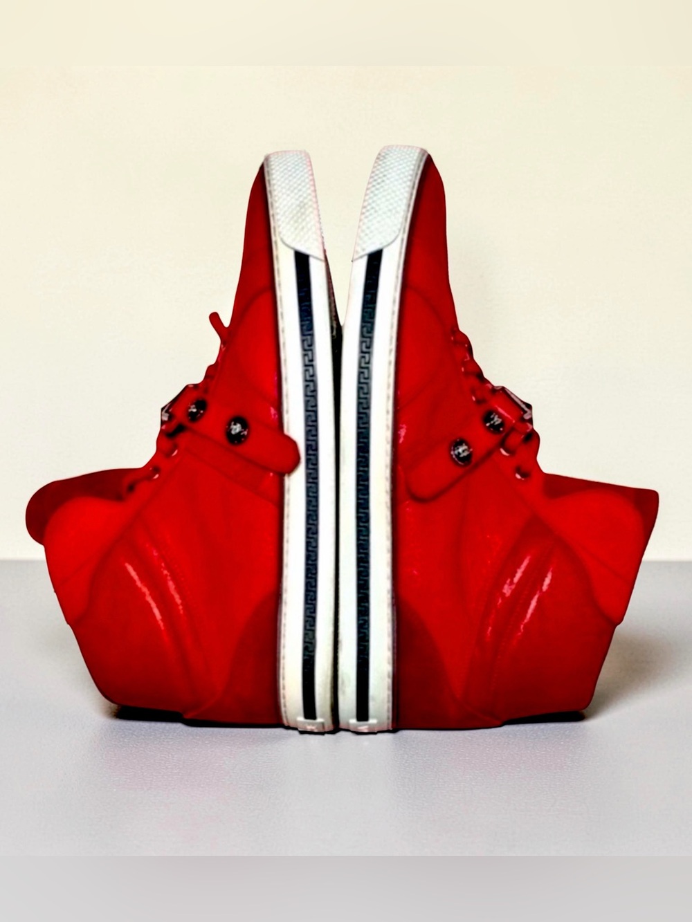 Versace Red Leather High-Top Sneakers | Medusa Hardware | Luxury Streetwear